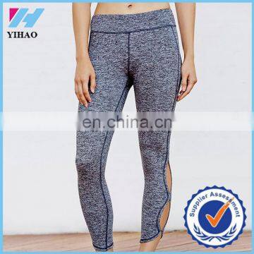 Yihao 2015 latest fashion design legggings custom high quality Heather Grey sports fitness yoga leggings