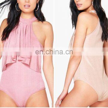 Mika720156 2017 Women Sexy Summer Evie Texture Slinky Frill Bodysuits