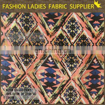 Geometric diamond pattern rayon fabric,100% rayon fabric for garment,printed rayon fabric