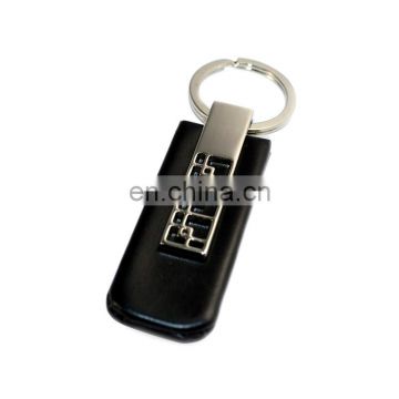 Custom rectangle black leather keychain car keyrings wholesale