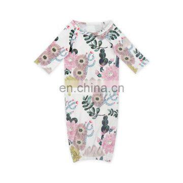 Newest Prints Baby Gowns With Knot Long Sleeve Infants Sleepwear Wholesale Toddler Pajamas Clothes Bag photo-4