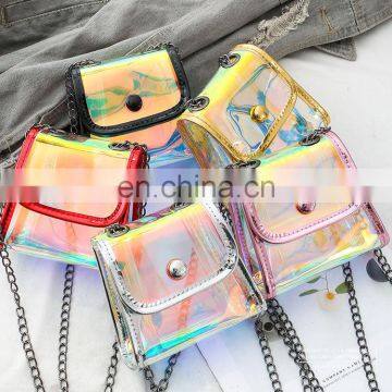 2020 new Korean version of Western style princess snack bag laser transparent girls shoulder bag trend