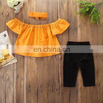 Girls Summer Outfit Toddler Yellow Tops + Black Pants Set Spring Summer Clothing for 1-6T photo-4