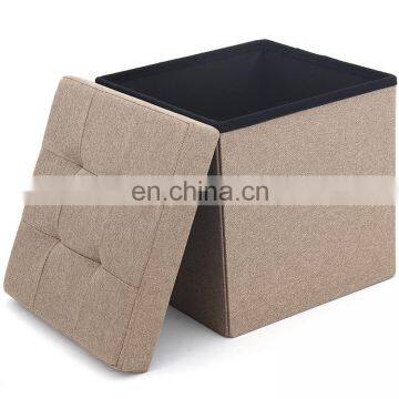 Customized Factory Wholesale Modern Living Room Furniture Faux Linen Folding Storage Ottoman