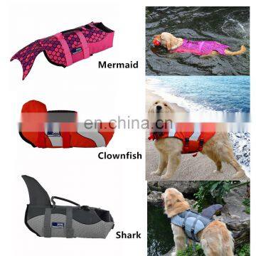 New Design Clowfish Mermaid Shark Pet Life Vest Lovable Pet Clothes Dog Swimming Lifesaver