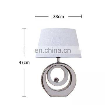 Nordic Modern Custom Round Ceramic Base Cheap Silver Bedside Lamps for Hotel Home Table Decoration photo-5
