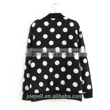 2015 European Style Long Sleeve Polka Dot Print Bomer Jacket photo-2