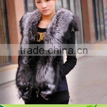 Cheap Factory Direct Wholesale Women Silver Fox Fur Vest,Fur Coat without Sleeveless