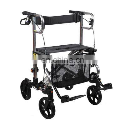 Medical seniors adults aluminum folding stand up rolling walkers upright walker rollator with brake