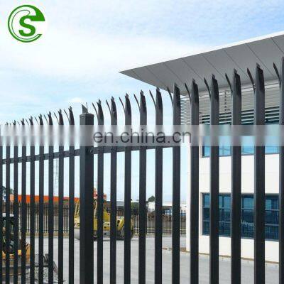 High security heavy duty steel palisade black galvanized ultra picket garrison fence