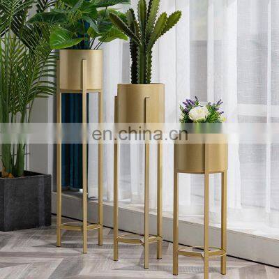 Best New Decor Iron Design Large Garden Tall Gold Modern Round Pot Outdoor Indoor Plant Stand Metal photo-2