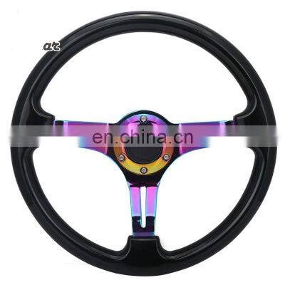 Plastic Racing Car Steering Wheels For Sport Racer With Shiny 3 Spoke Classic Black Car Rim Universal Steering Wheel