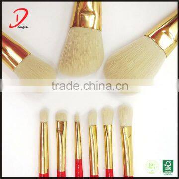 High Quality Private Label Wooden Handle White Hair Makeup Brush Set