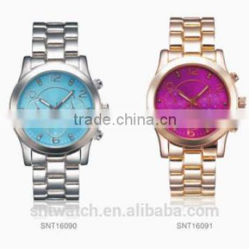 2016 women watch stainless case back luxury Rose Gold IPS Fashion casual blue dial