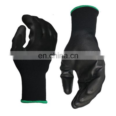 13 Gauge Knitted Black Nylon PU Dipped DMF Free Working Gloves for Construction