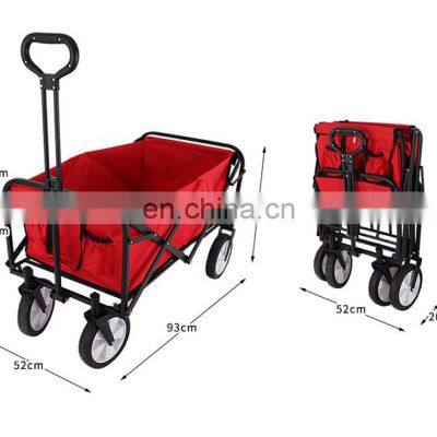 Portable Utility Wagon Home Garden Wagon Cart With Storage Basket Folding Cart Camping Cart Outdoor Wagon 4 Wheels Beach Trolley