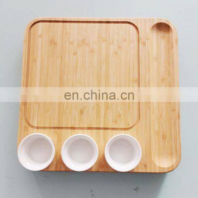 Hot Selling New Design Organic Kitchen Natural Bamboo Cheese Board With Cutlery