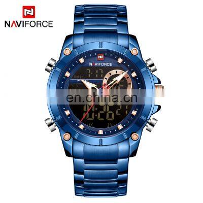 Naviforce Men Military Sport Wrist Watch Gold Quartz Steel Waterproof Dual Display Male Clock Watches Relogio Masculino 9163 photo-2