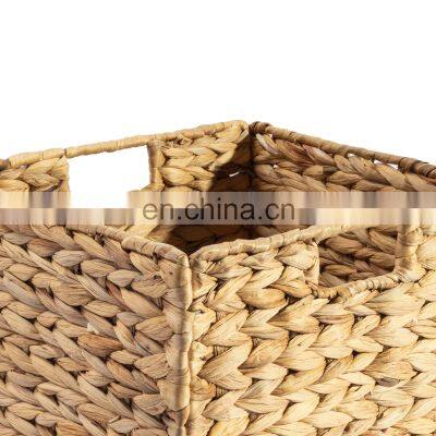 HBK Naturel Collapsable Changing Water Hyacinth Laundry Basket With Handle photo-2