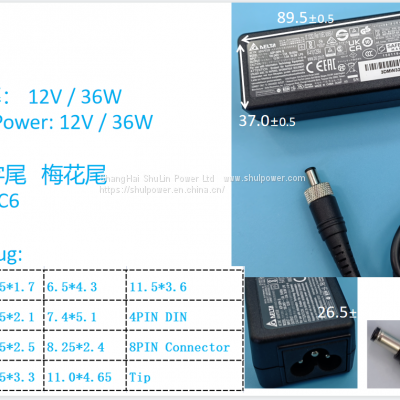 Delta 12V 3A AC DC power supply charger ADP-36PH