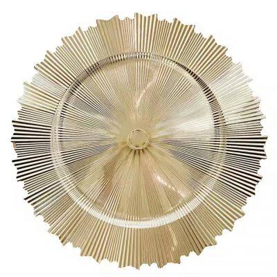 Gold Plastic Modern Charger Plates for Dinner Plates for Weddings Holiday or Party Table Decor