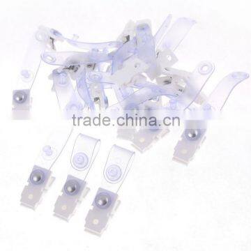 Plastic ID Card Name Tag Holder Badge Strap Clip White Clear