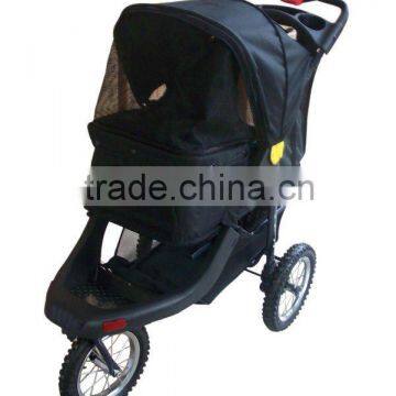 3Wheel Deluxe Jogging Pet Stroller W/12" Terrain EVA Tires Black trim