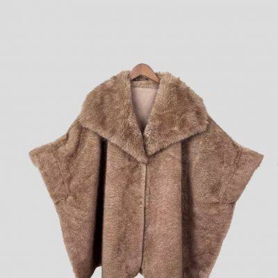 New Autumn And Winter Fur Lapel Shawl Cape, Oversized Coat, Loose Cardigan For Women photo-3