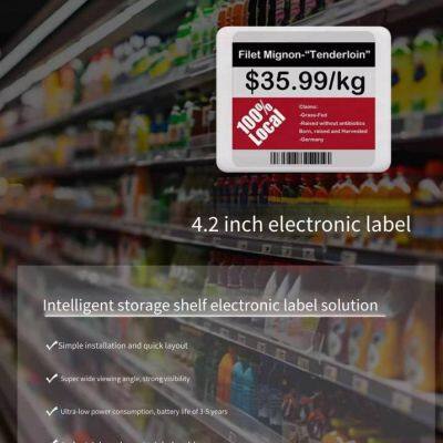 Rfid Electronic Price Tags, Color Screen Shelf Labels, Product Display Signs for Supermarkets, Seafood, Fruit and Vegetable Stores photo-2