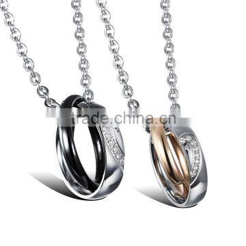 Heart Shaped Neckalce Stainless Steel Couples Necklace Pendant Set