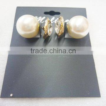 FLORAL BIG STONE PEARLS 2 SIDED EARRING