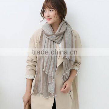 Wholesale New Style Lady Fashion Striped Voile Cotton Scarf Quality Choice photo-5