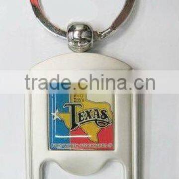 Fashion design metal bottle opener keychains with epoxy