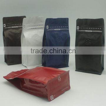 Custom printing block bottom coffee bag wholesale/ wholesale 8 side seal zipper top block bottom coffee bag