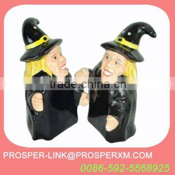 halloween ceramic salt and pepper shaker witch design