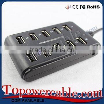 Factory Price Desktop 10 Port Powered Usb Hub For Mobile Phones