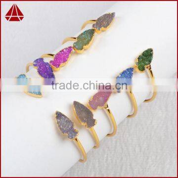 Hot sales!!! Gold plated Bangle High Quality Druzy Gemstone Bracelet Jewelry