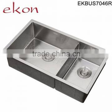 Double Bowl Stainless Steel Handmade Undermount Kitchen Sink With Drainer photo-2