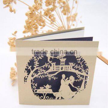 Hot sale romantic & creative navy laser cut wedding invitations