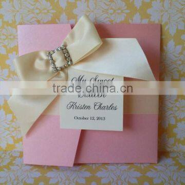 swallow tail with square buckle pocket fold wedding invitation card