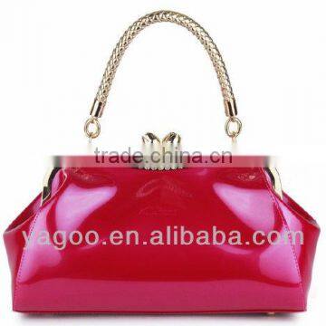 Vivid Patent Leather Tote Bag Shiny Frame Bag photo-2