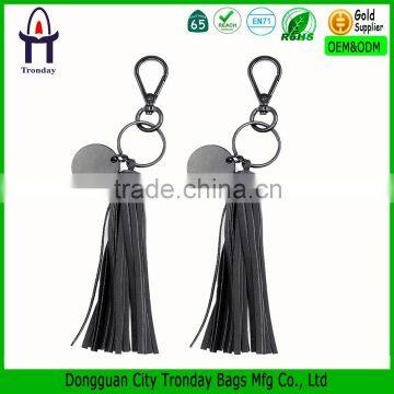 Promotional Key Chain, metal key chain with leather tassels