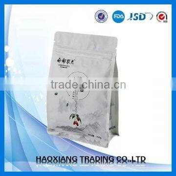 flat bottom quad seal bag for dog food, foil bag with block bottom