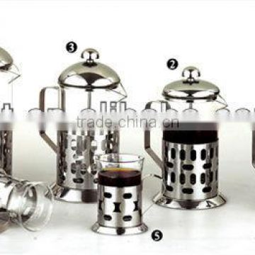 stainless steel coffee plunger with heat resistant glass