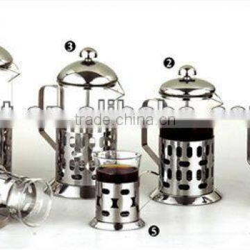 Stainless Steel Coffee Plunger With Heat Resistant Glass