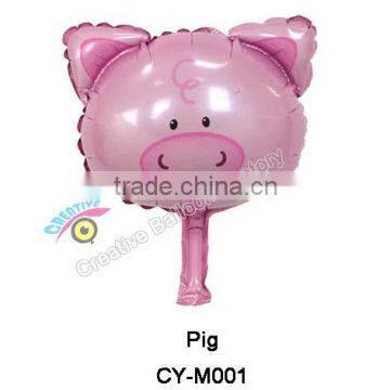 Mini size Pig shaped foil balloon Animal shaped cartoon character helium balloon decoration