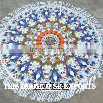 Indian Cotton Hippie Roundie Mandala Beach Throw Boho Hippie Yoga Mat Decorative Table Cover