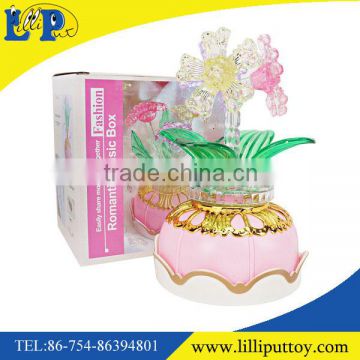 New plastic hyacinth flower shape music box toy with light