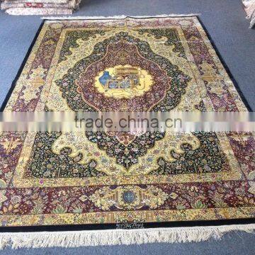 bright double knots handmade silk carpet