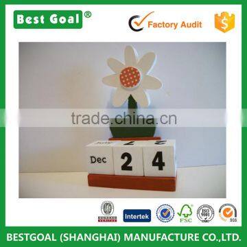 Potted Daisy Flower Daisy Wooden Block Perpetual Calendar